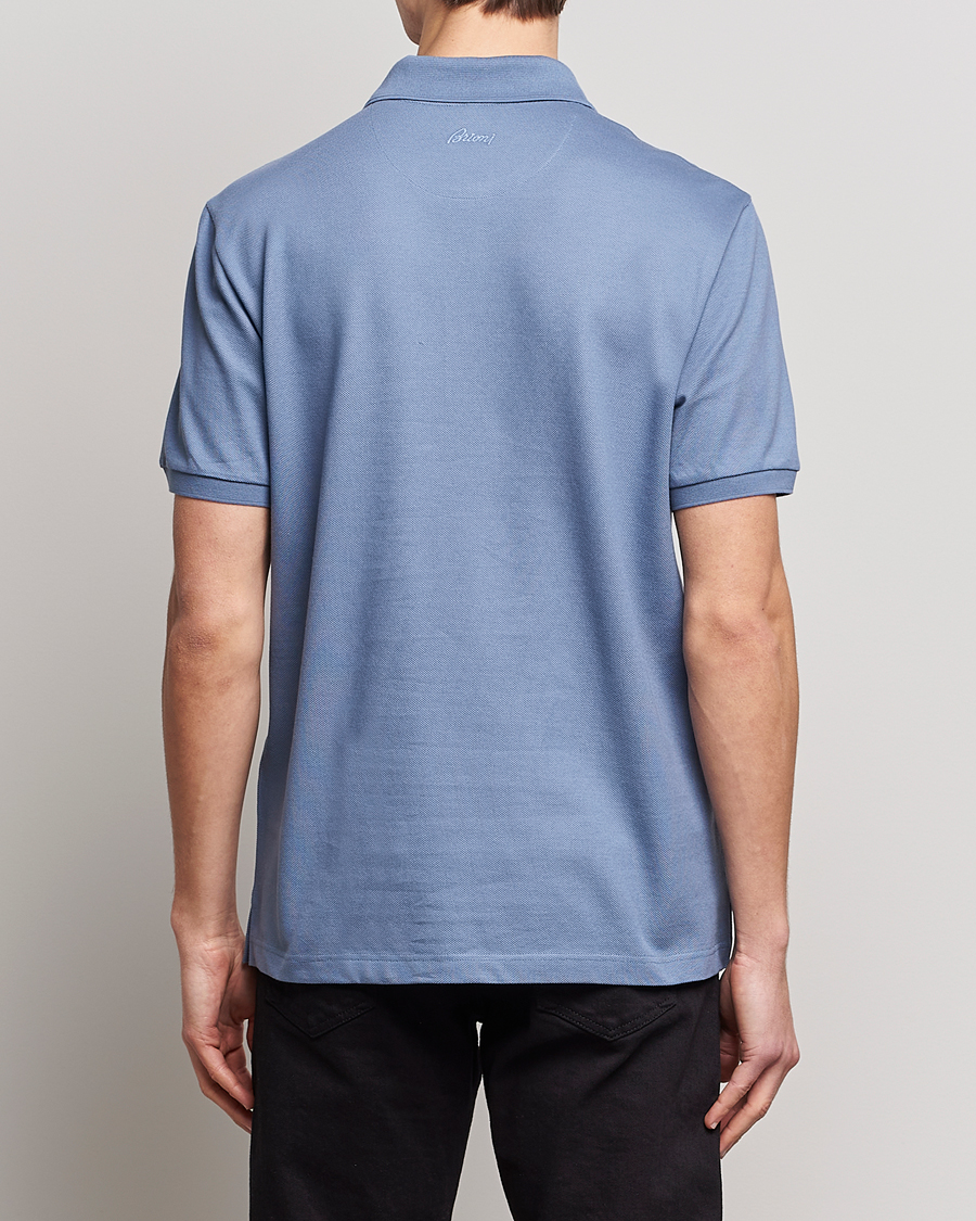 Herre | Polotrøjer | Brioni | Mercerized Cotton Piquet Light Blue