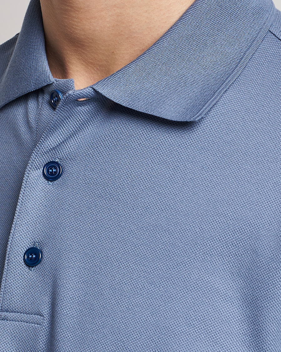 Herre | Polotrøjer | Brioni | Mercerized Cotton Piquet Light Blue