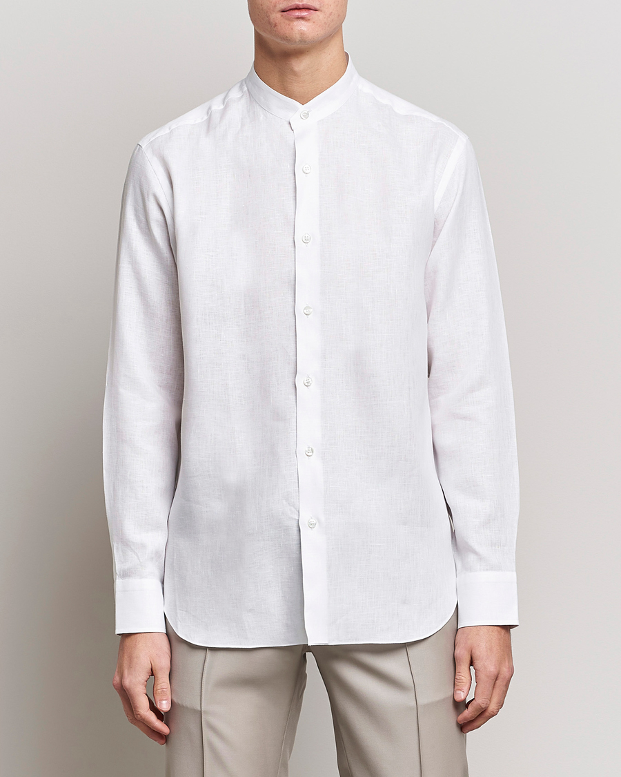 Herre |  | Brioni | Linen Guru Collar Shirt White