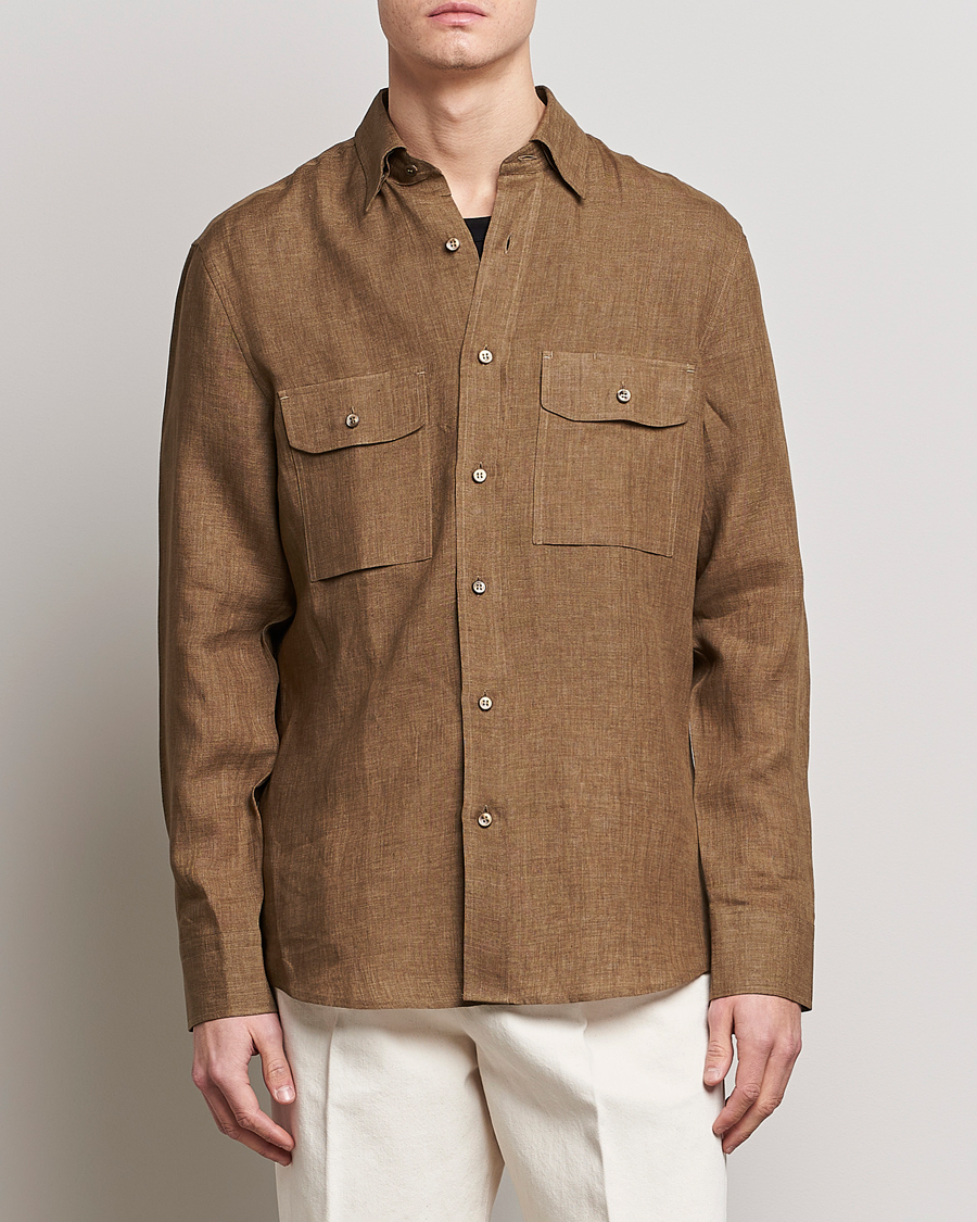 Herre | Skjorter | Brioni | Linen Overshirt Military