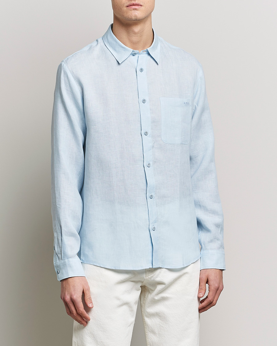 Herre | Hørskjorter | A.P.C. | Cassel Linen Shirt Light Blue