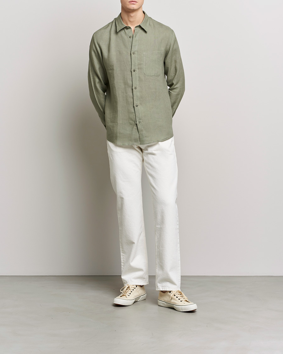 Herre | Skjorter | A.P.C. | Cassel Linen Shirt Light Olive