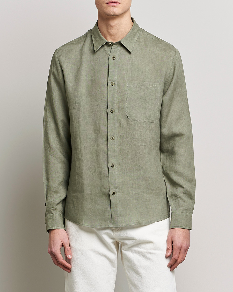 Herre | Skjorter | A.P.C. | Cassel Linen Shirt Light Olive