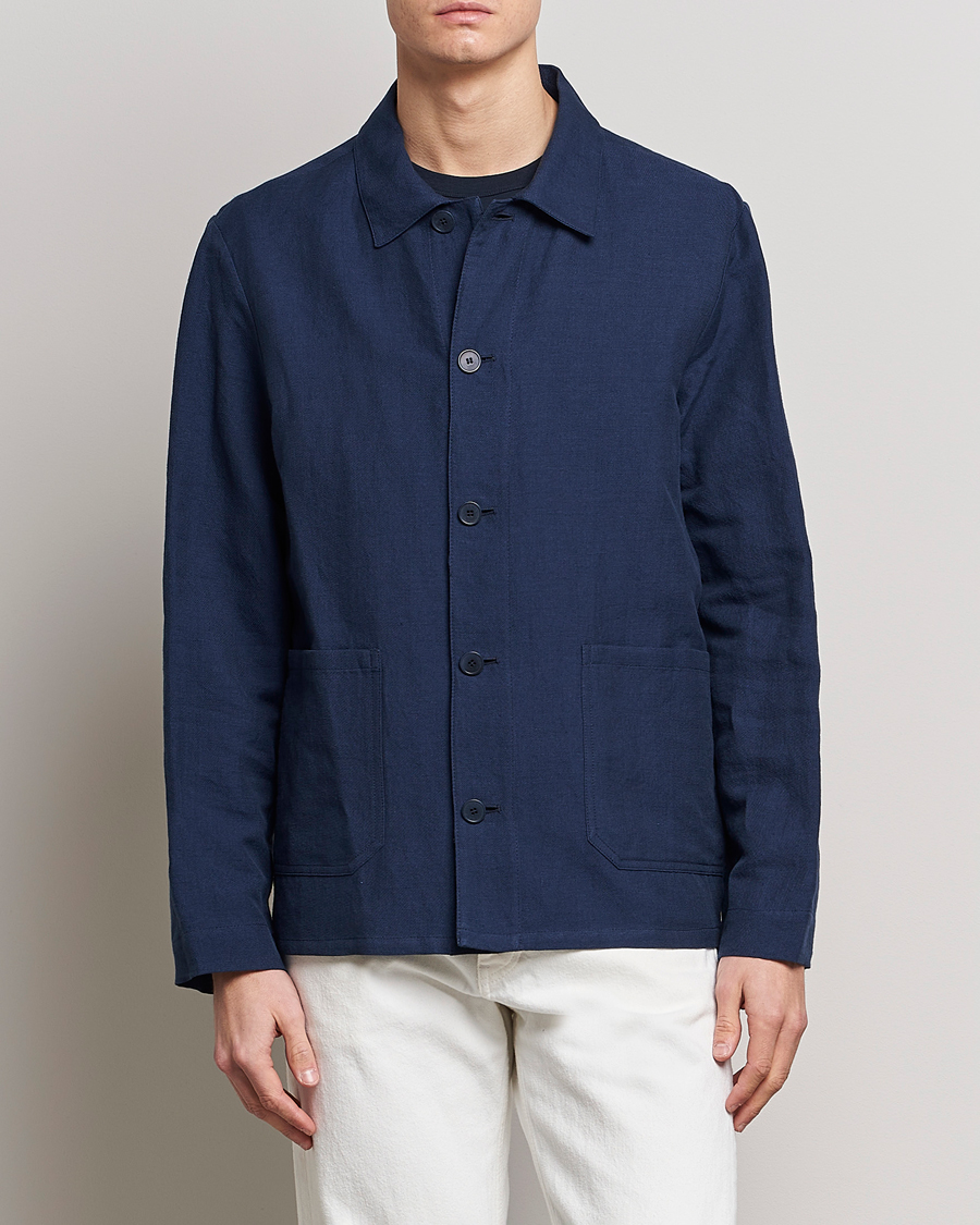 Herre | Moderne jakker | A.P.C. | Kerlouan Linen Chore Jacket Navy