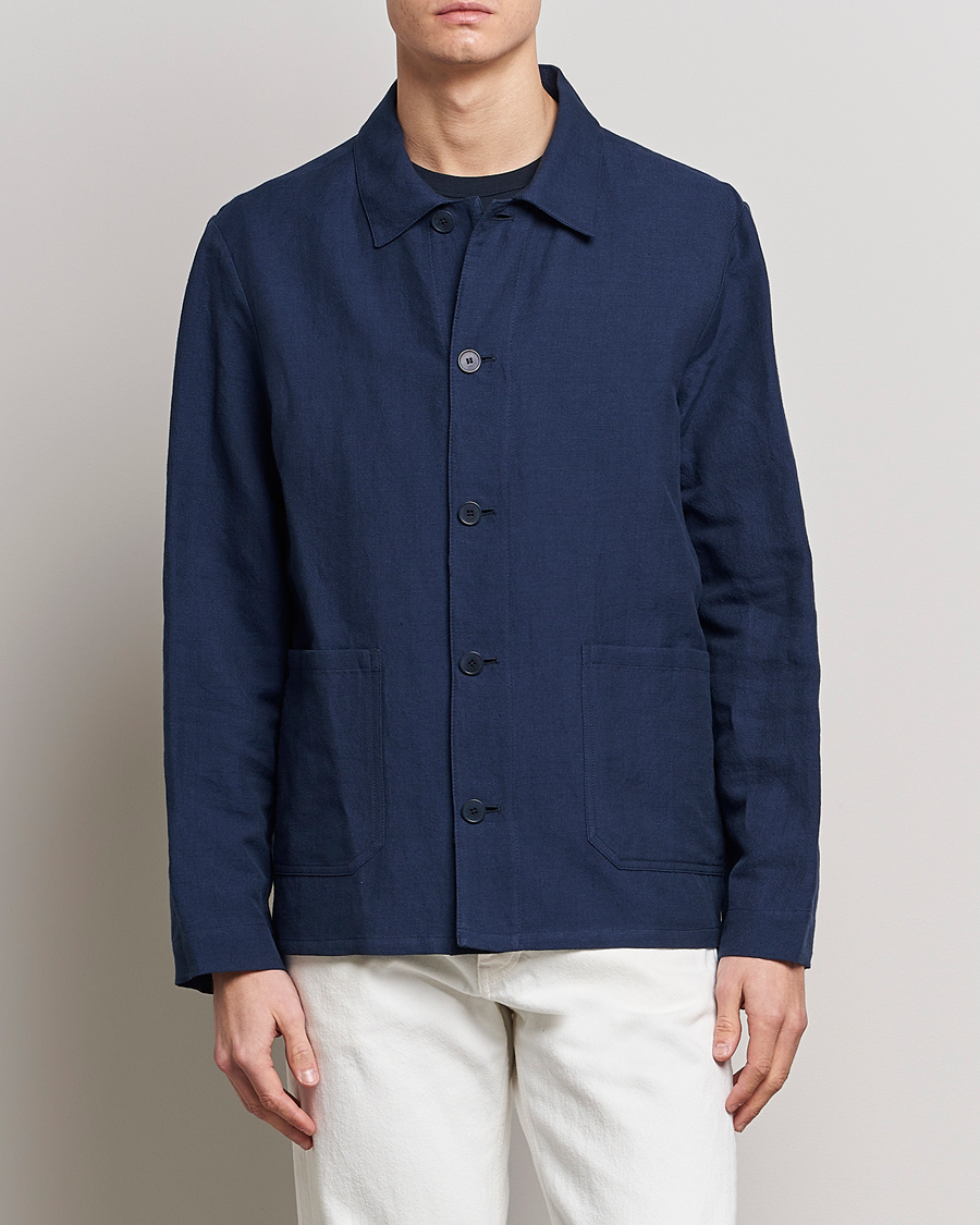 Herre | A.P.C. | A.P.C. | Kerlouan Linen Chore Jacket Navy
