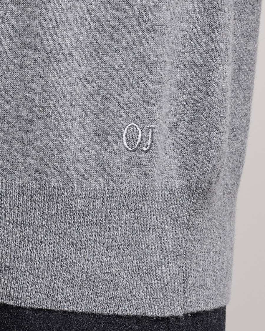 Herre | Trøjer | Oscar Jacobson | Gustaf Lambswool Raglan Crew Neck Light Grey