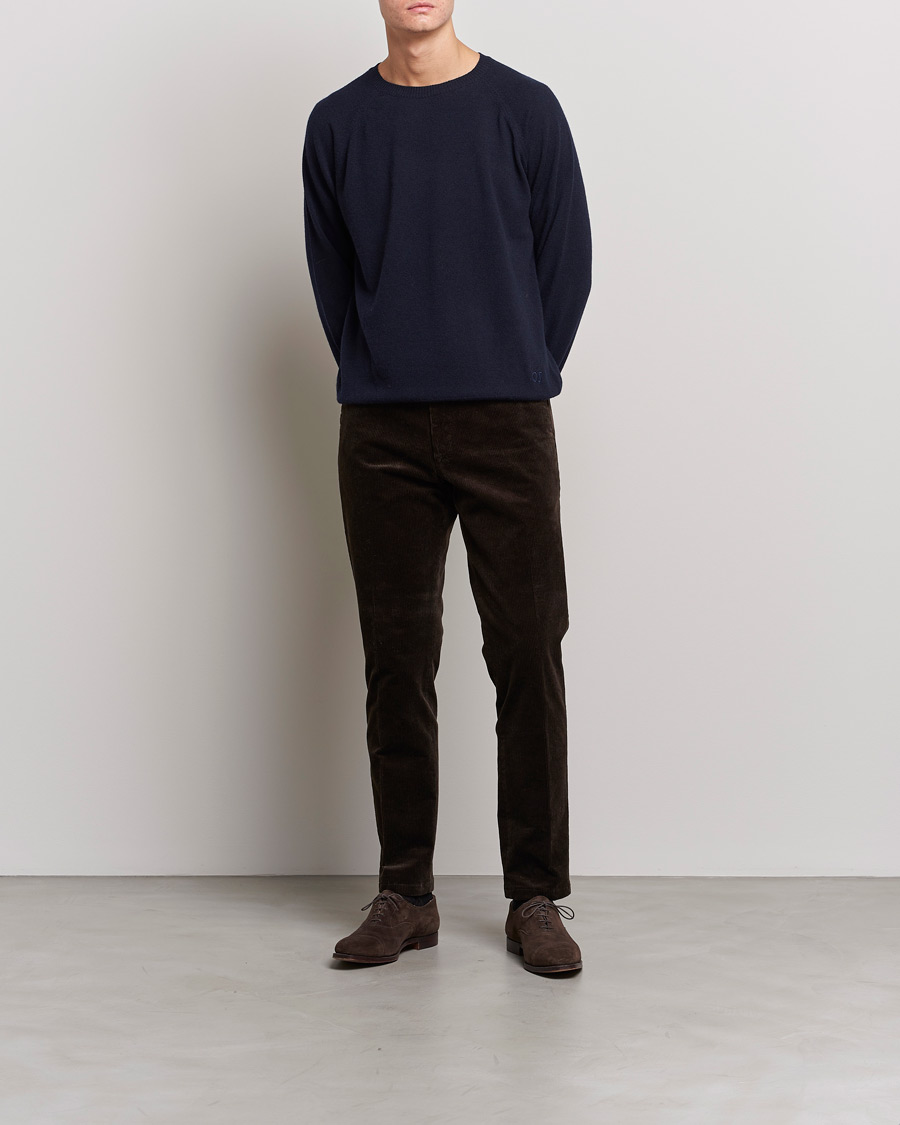 Herre | Trøjer | Oscar Jacobson | Gustaf Lambswool Raglan Crew Neck Navy