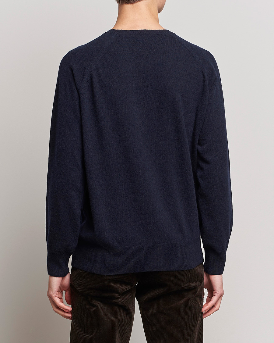 Herre | Trøjer | Oscar Jacobson | Gustaf Lambswool Raglan Crew Neck Navy