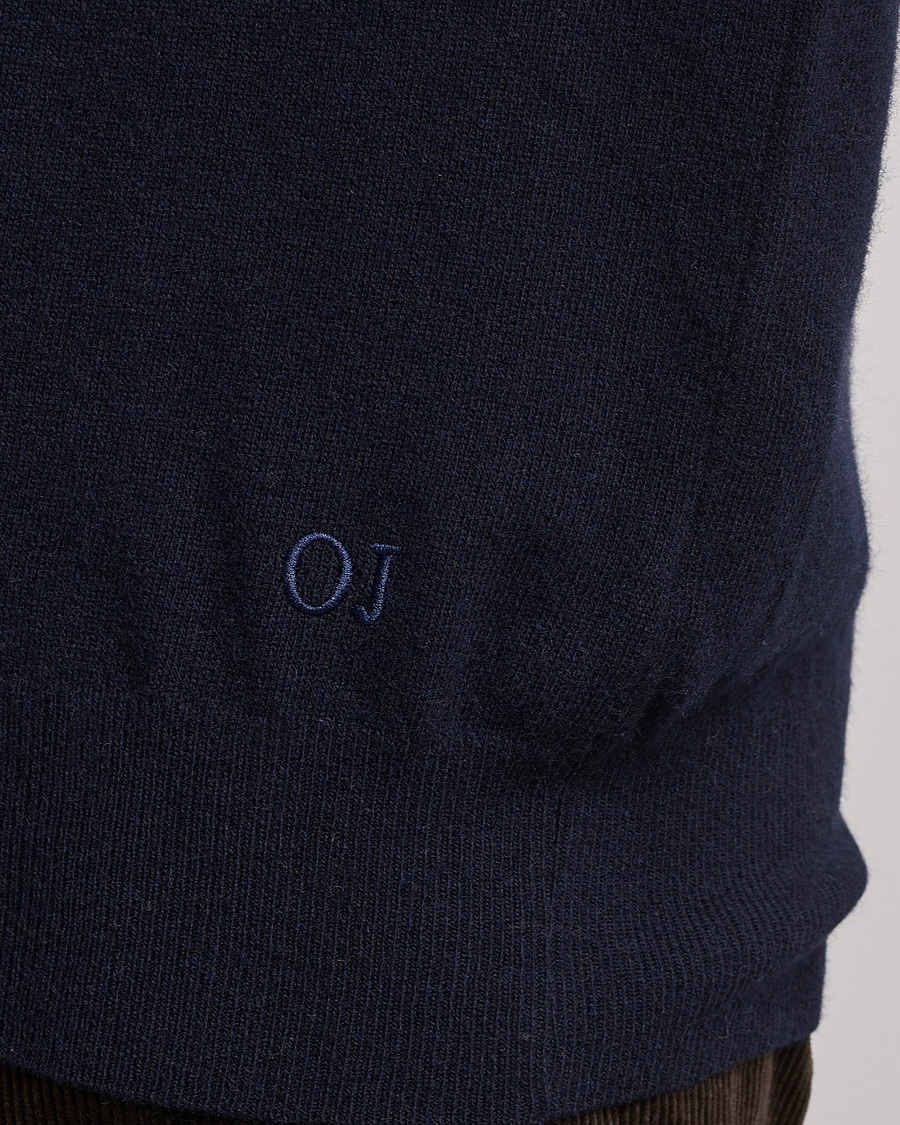 Herre | Trøjer | Oscar Jacobson | Gustaf Lambswool Raglan Crew Neck Navy