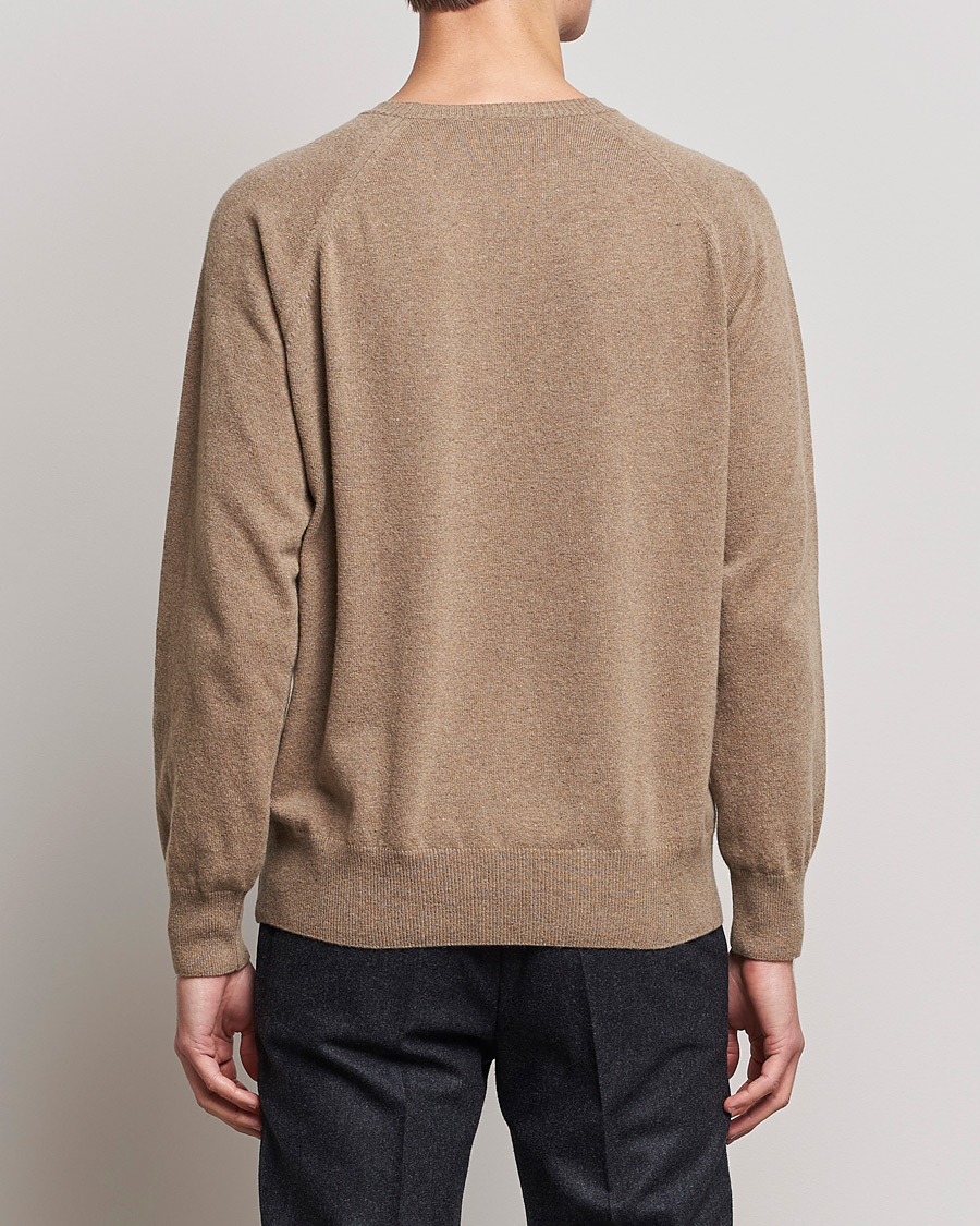 Herre | Trøjer | Oscar Jacobson | Gustaf Lambswool Raglan Crew Neck Camel
