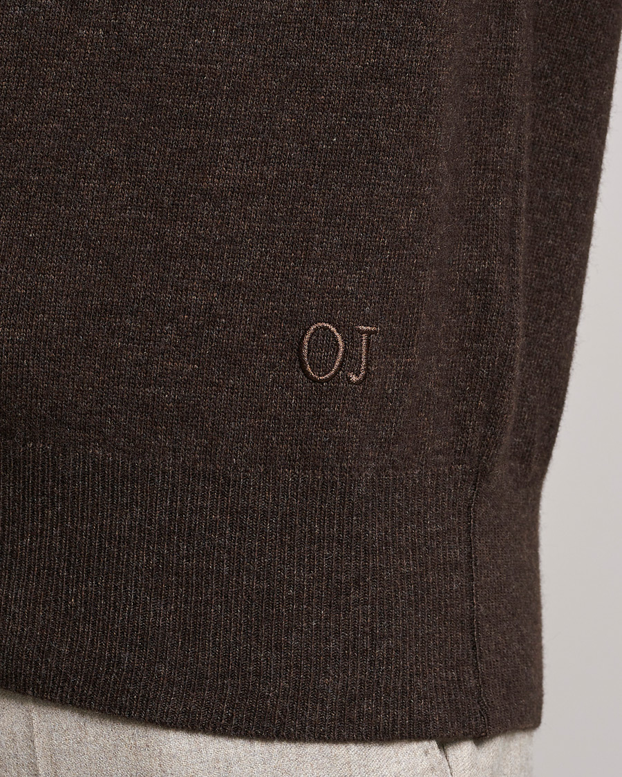 Herre | Trøjer | Oscar Jacobson | Gustaf Lambswool Raglan Crew Neck Dark Brown