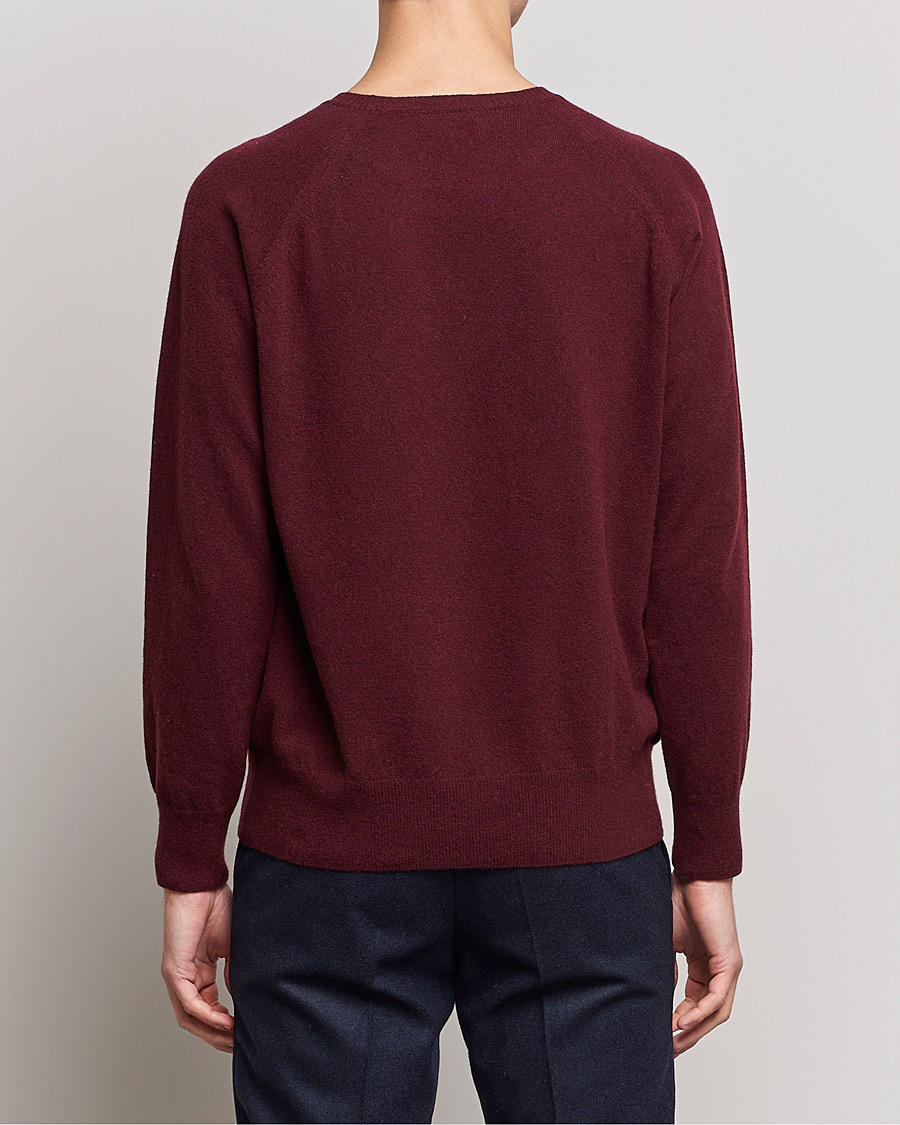 Herre | Trøjer | Oscar Jacobson | Gustaf Lambswool Raglan Crew Neck Burgundy