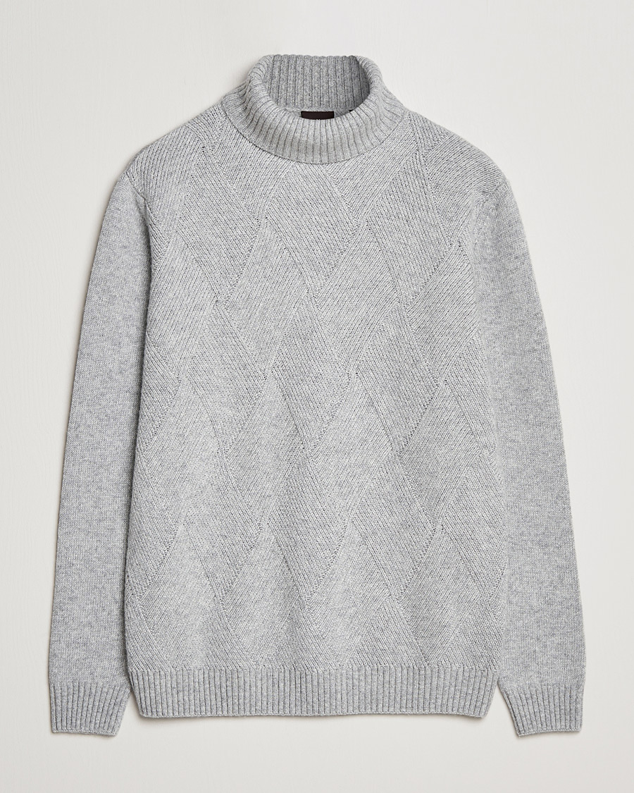 Herre | Trøjer | Oscar Jacobson | Lyle Wool/Cashmere Structured Rollneck Light Grey