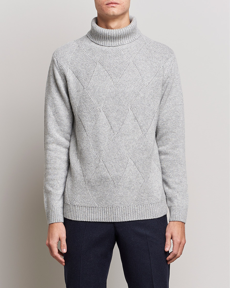 Herre | Trøjer | Oscar Jacobson | Lyle Wool/Cashmere Structured Rollneck Light Grey