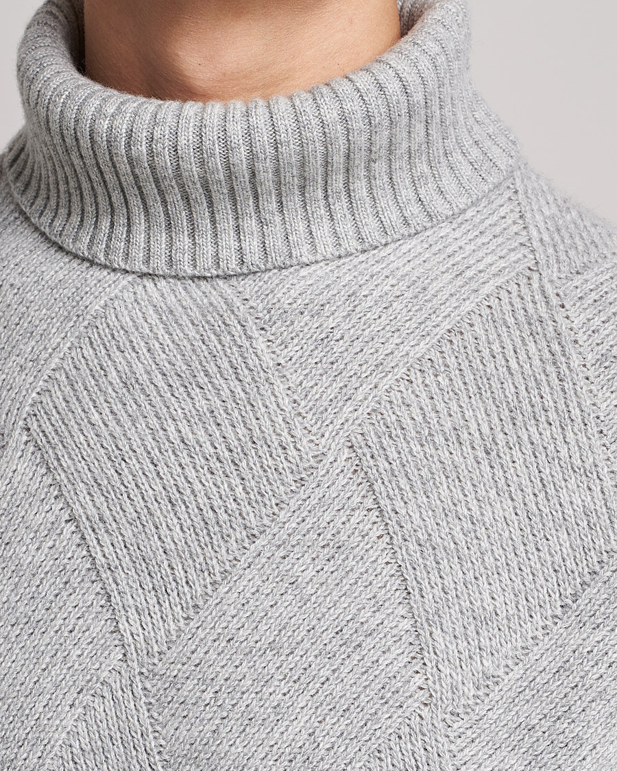 Herre | Trøjer | Oscar Jacobson | Lyle Wool/Cashmere Structured Rollneck Light Grey