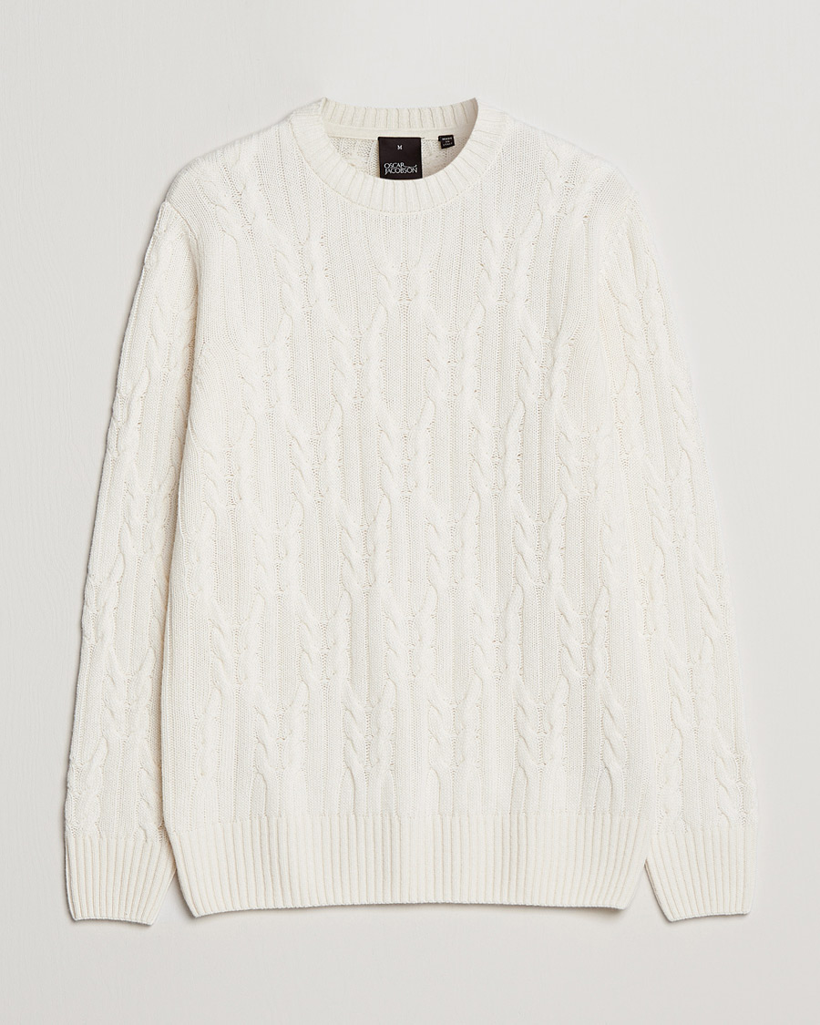 Herre | Trøjer | Oscar Jacobson | Emmet Wool/Cashmere Structured Crew Neck Off White