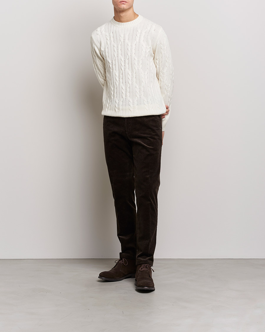 Herre | Trøjer | Oscar Jacobson | Emmet Wool/Cashmere Structured Crew Neck Off White