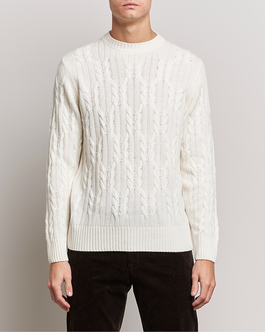 Herre | Trøjer | Oscar Jacobson | Emmet Wool/Cashmere Structured Crew Neck Off White