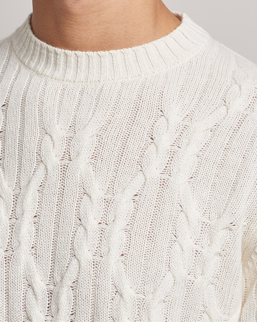 Herre | Trøjer | Oscar Jacobson | Emmet Wool/Cashmere Structured Crew Neck Off White