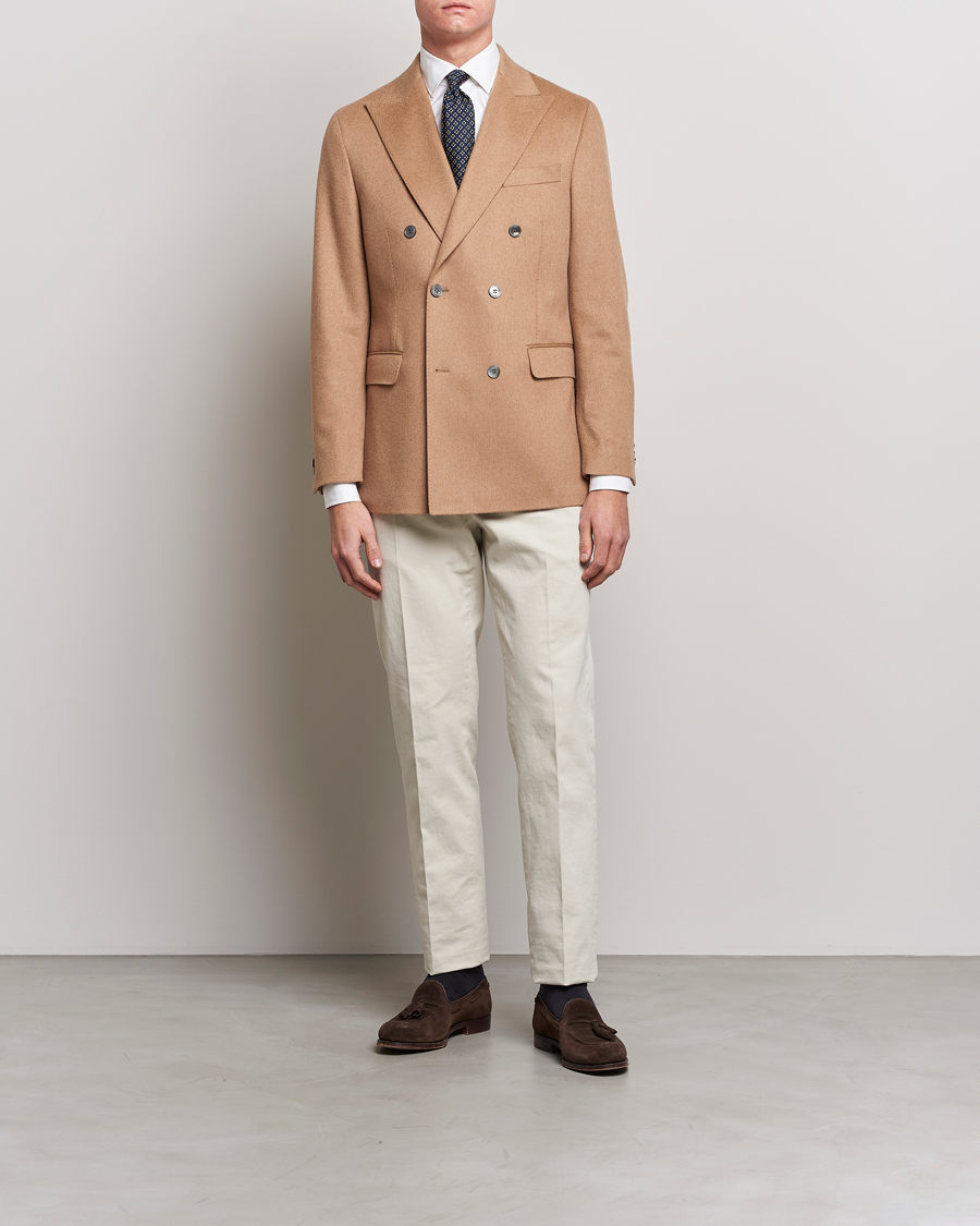 Herre | Blazere & jakker | Oscar Jacobson | Farries Baby Camelhair DB Blazer Light Camel