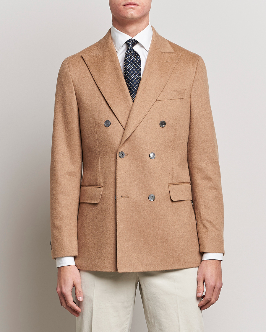 Herre | Oscar Jacobson | Oscar Jacobson | Farries Baby Camelhair DB Blazer Light Camel