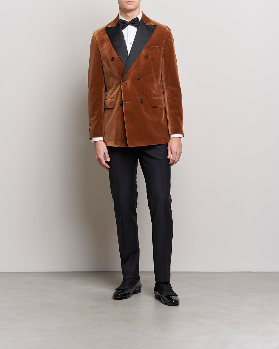 Herre | Blazere & jakker | Oscar Jacobson | Farris Tuxedo Velvet DB Blazer Brown