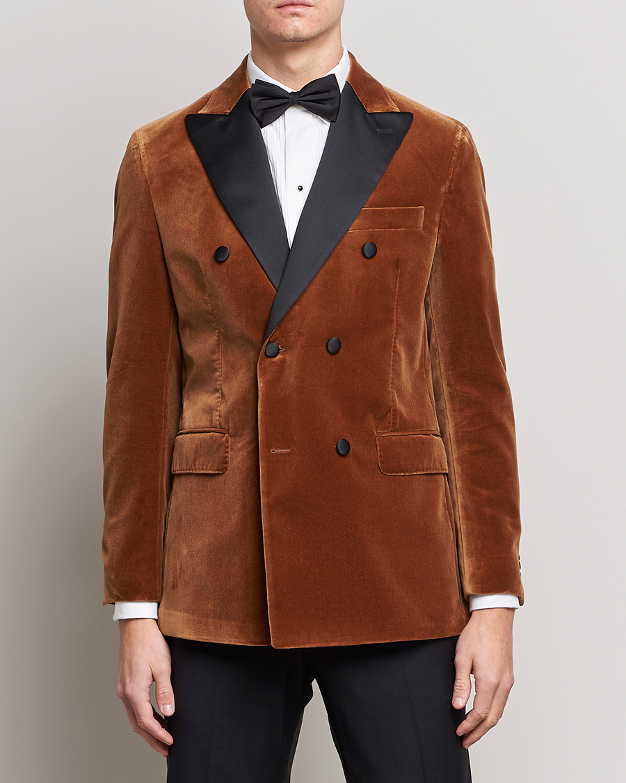 Herre | Blazere & jakker | Oscar Jacobson | Farris Tuxedo Velvet DB Blazer Brown