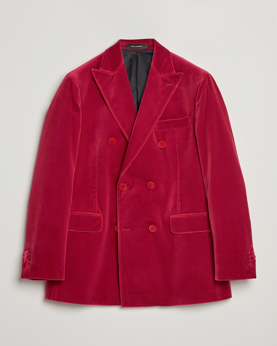 Herre | Blazere & jakker | Oscar Jacobson | Farris Double Breasted Velvet Blazer Pink Berries