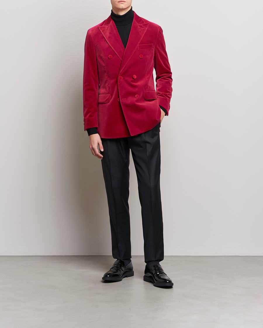 Herre | Blazere & jakker | Oscar Jacobson | Farris Double Breasted Velvet Blazer Pink Berries