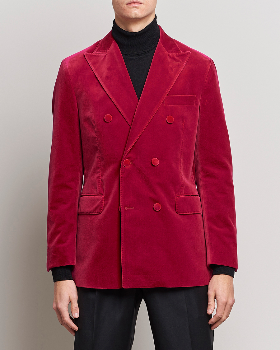 Herre | Blazere & jakker | Oscar Jacobson | Farris Double Breasted Velvet Blazer Pink Berries