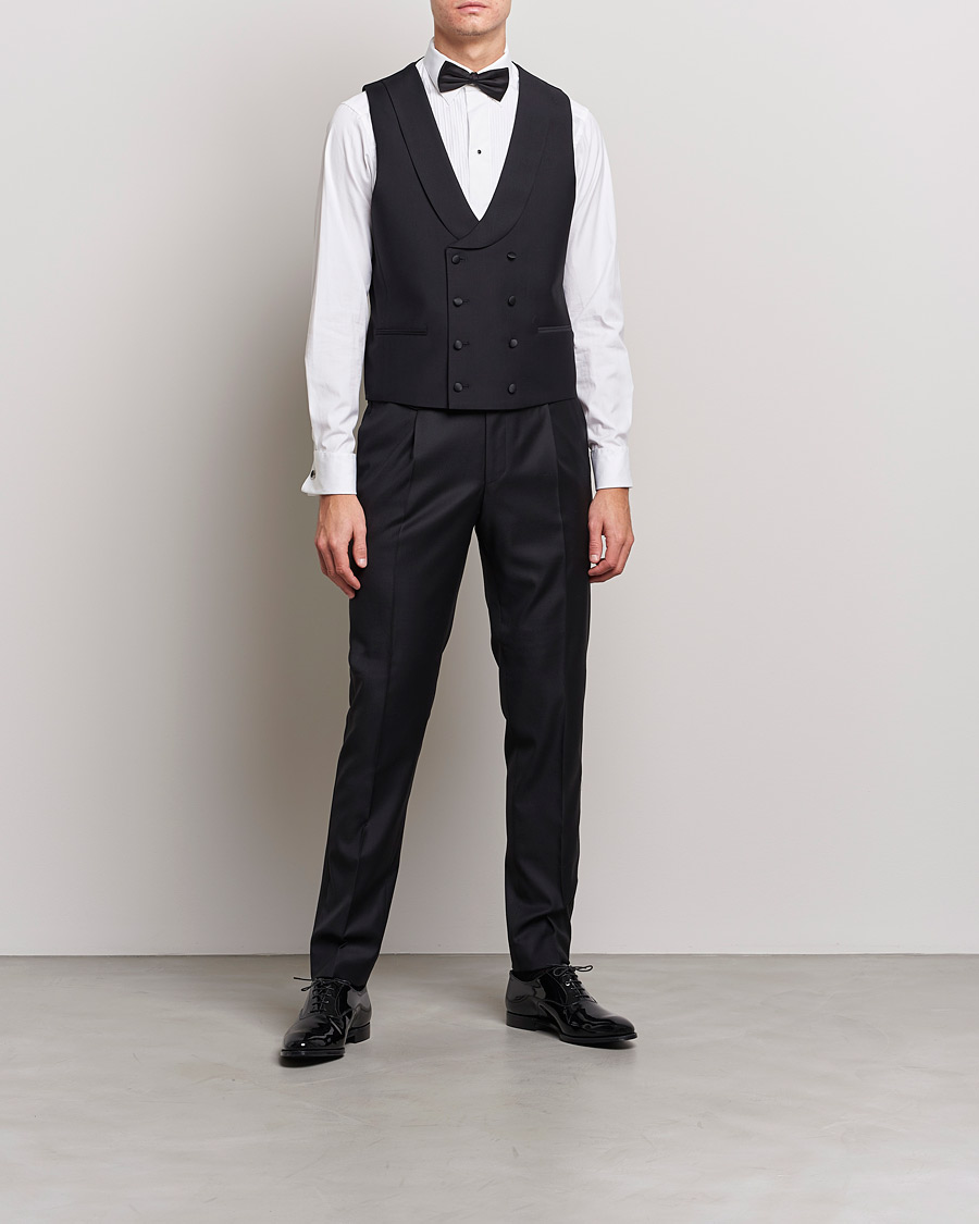 Herre | Blazere & jakker | Oscar Jacobson | Hale Wool Tuxedo Waistcoat Black