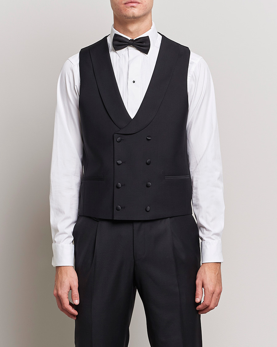 Herre | Veste | Oscar Jacobson | Hale Wool Tuxedo Waistcoat Black