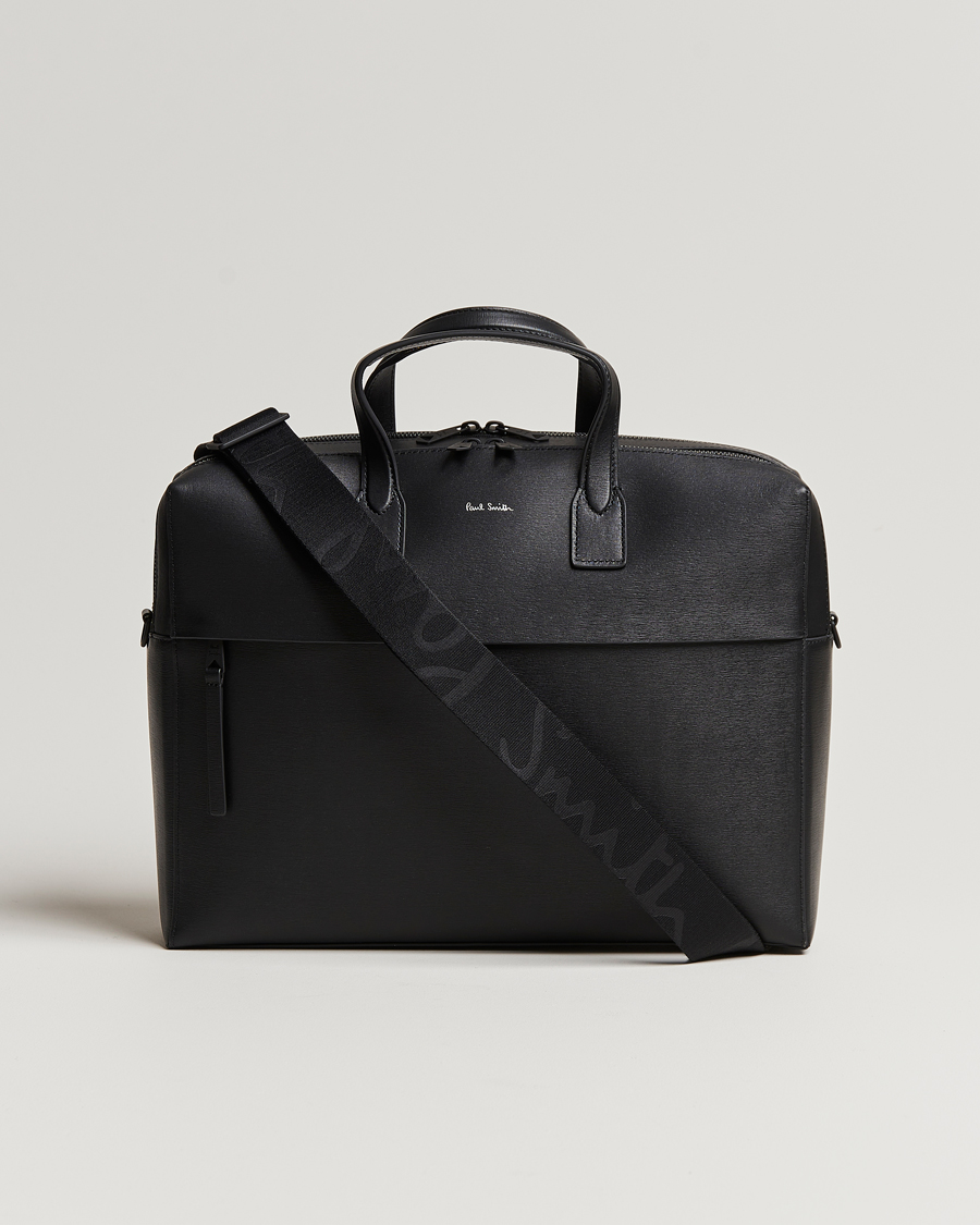 Herre | Paul Smith Leather Double Zip Shoulder Bag Black | Paul Smith | Leather Double Zip Shoulder Bag Black