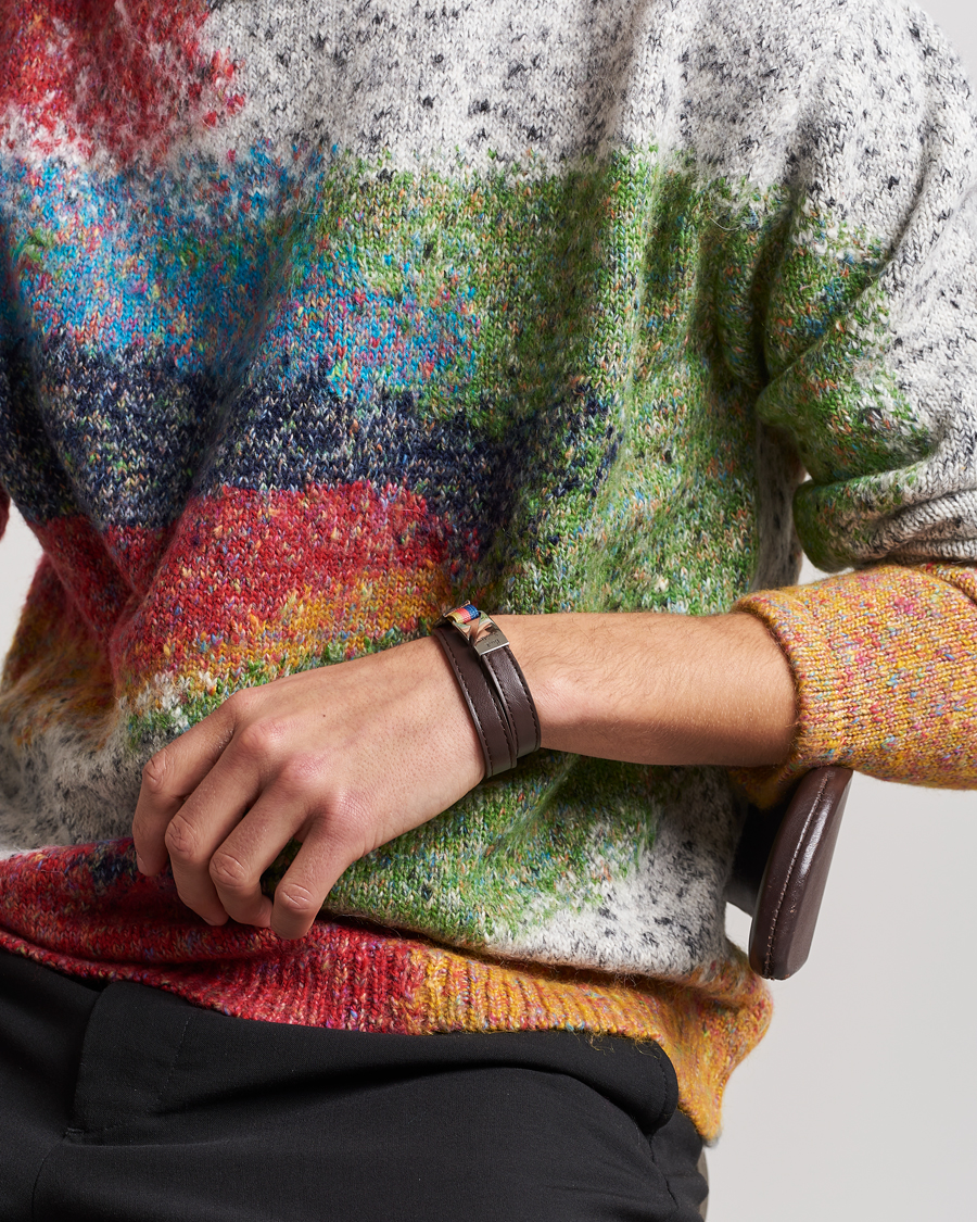 Herre | | Paul Smith | Leather Hook Wrap Bracelet Brown