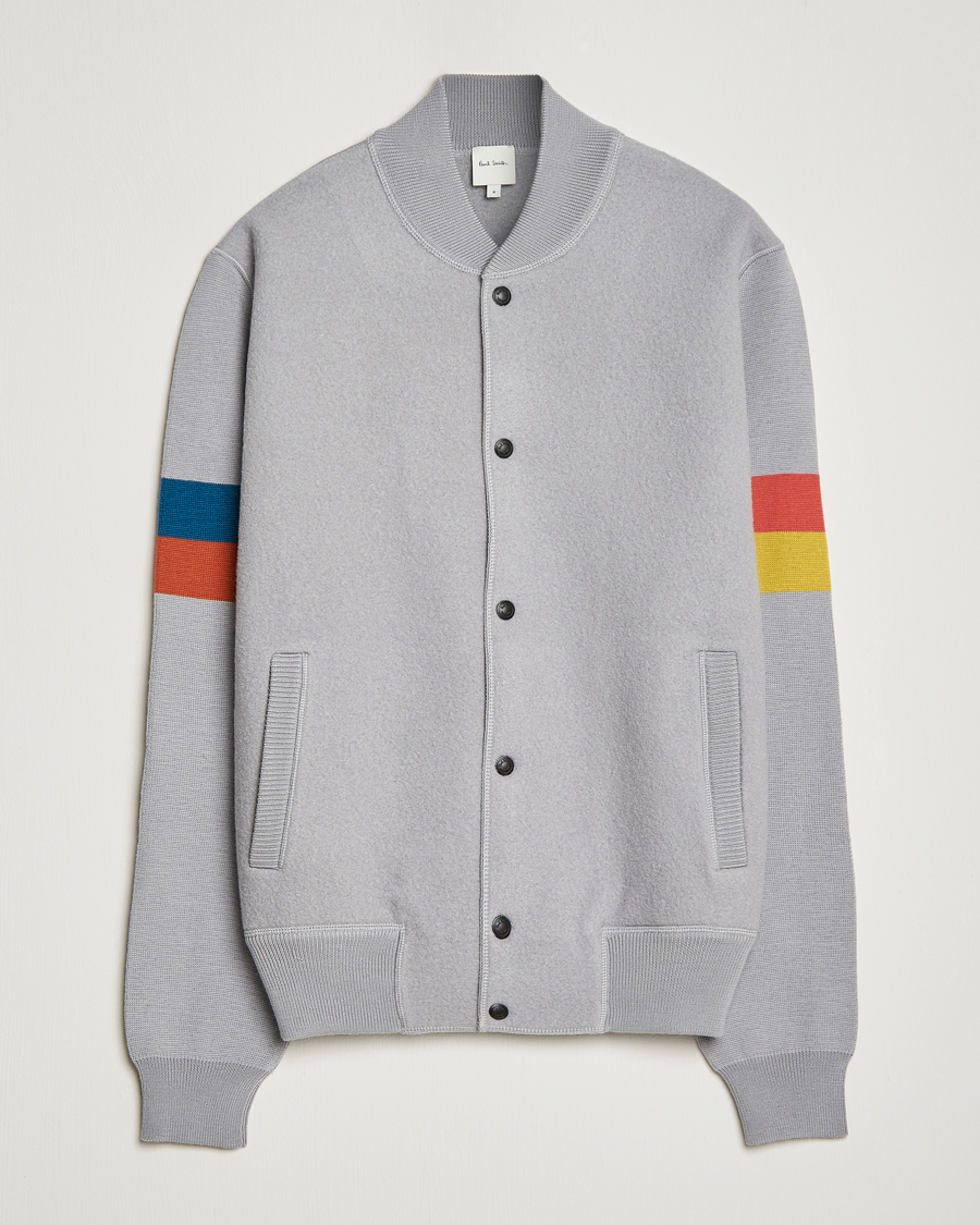 Herre | Jakker | Paul Smith | Knitted Boiled Wool Bomber Jacket Grey