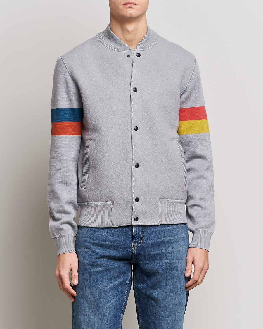Herre | Jakker | Paul Smith | Knitted Boiled Wool Bomber Jacket Grey