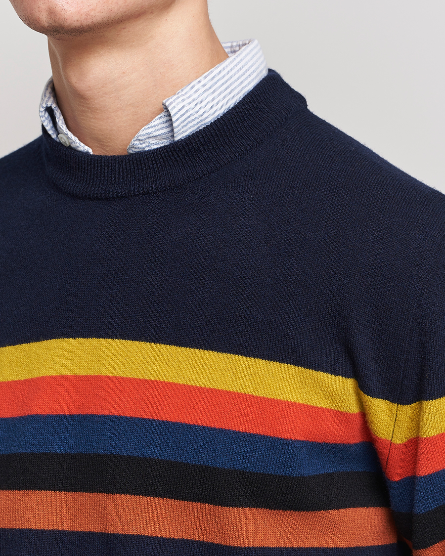 Herre | Trøjer | Paul Smith | Wool Stripe Knitted Crew Neck Navy