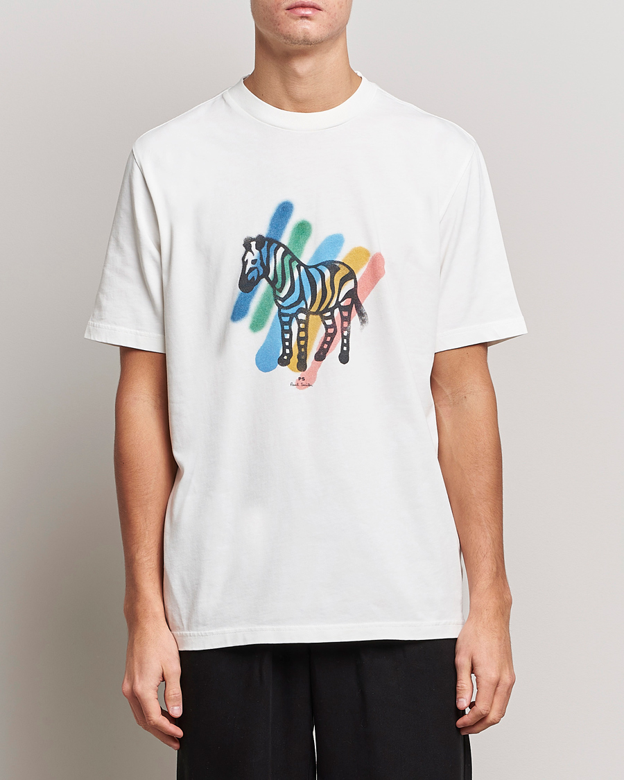 Herre | T-Shirts | PS Paul Smith | Heavy Organic Cotton Zebra Tee Ecru