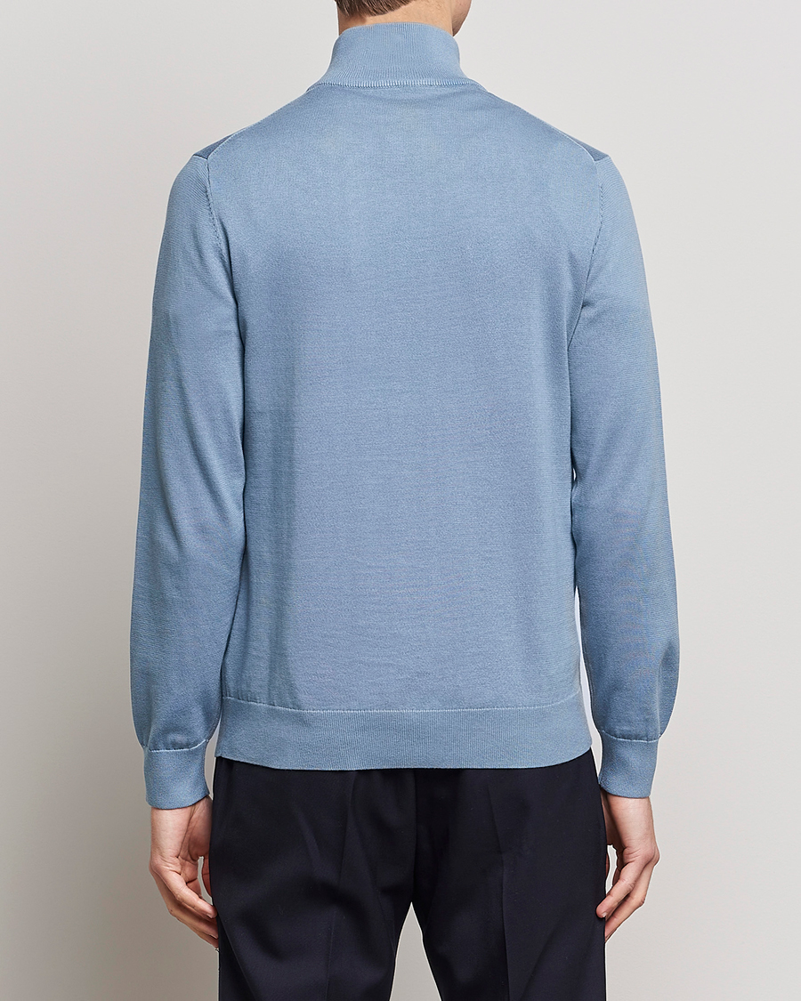Herre | Trøjer | PS Paul Smith | Zebra Organic Cotton Knitted Half Zip Light Blue
