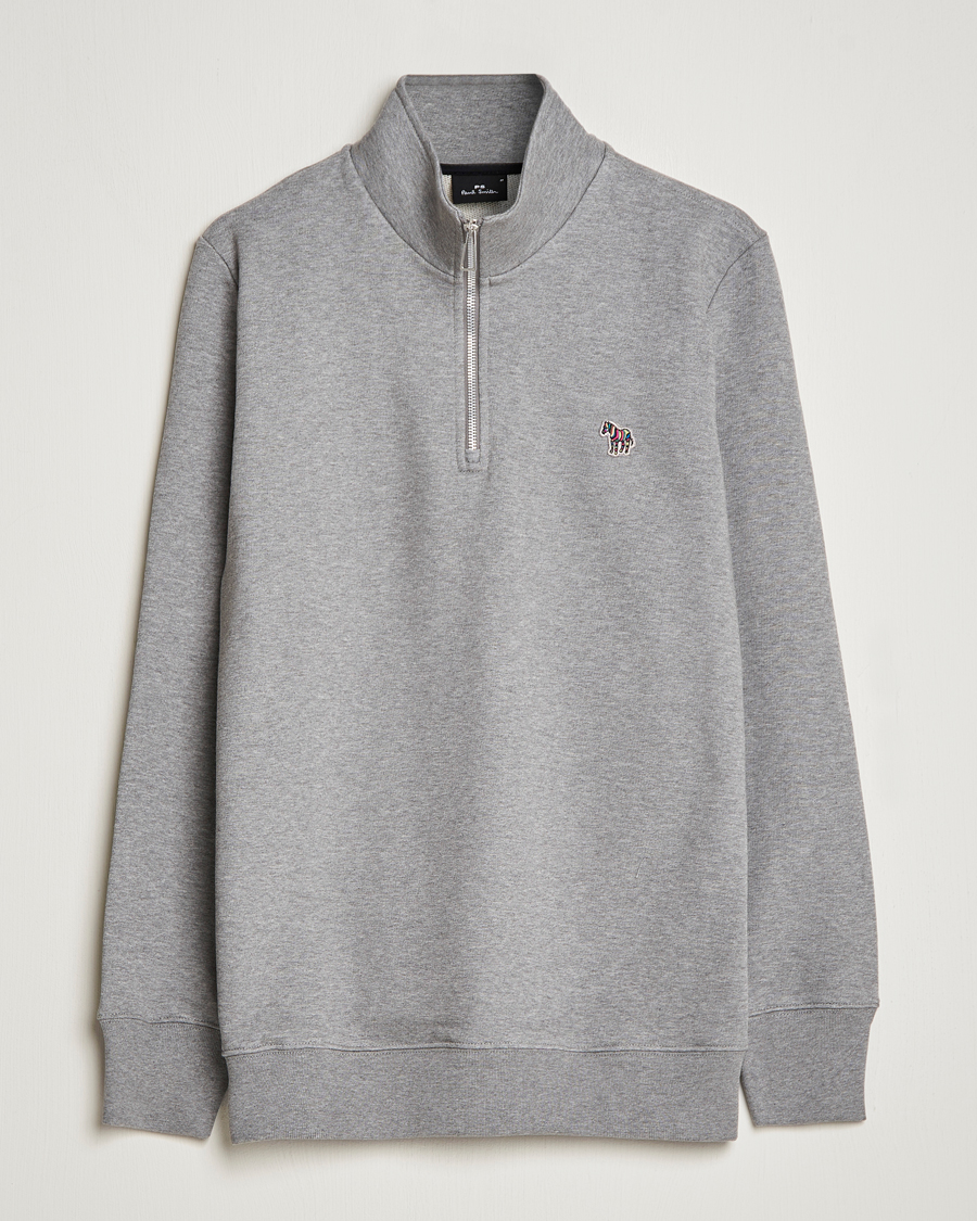 Herre | Trøjer | PS Paul Smith | Organic Cotton Zebra Half Zip Grey Melange