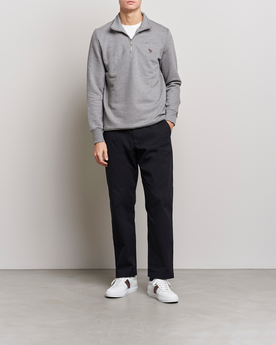 Herre | Trøjer | PS Paul Smith | Organic Cotton Zebra Half Zip Grey Melange