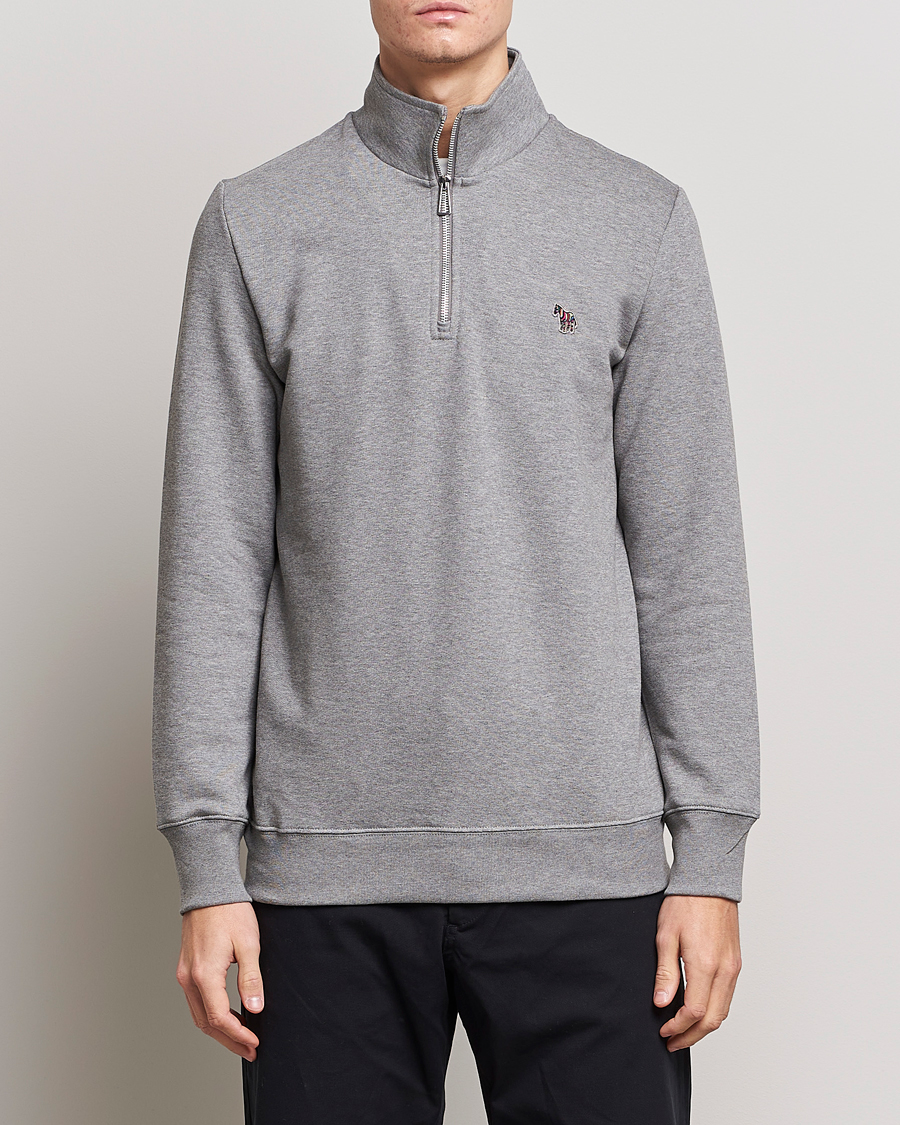 Herre | Afdelinger | PS Paul Smith | Organic Cotton Zebra Half Zip Grey Melange