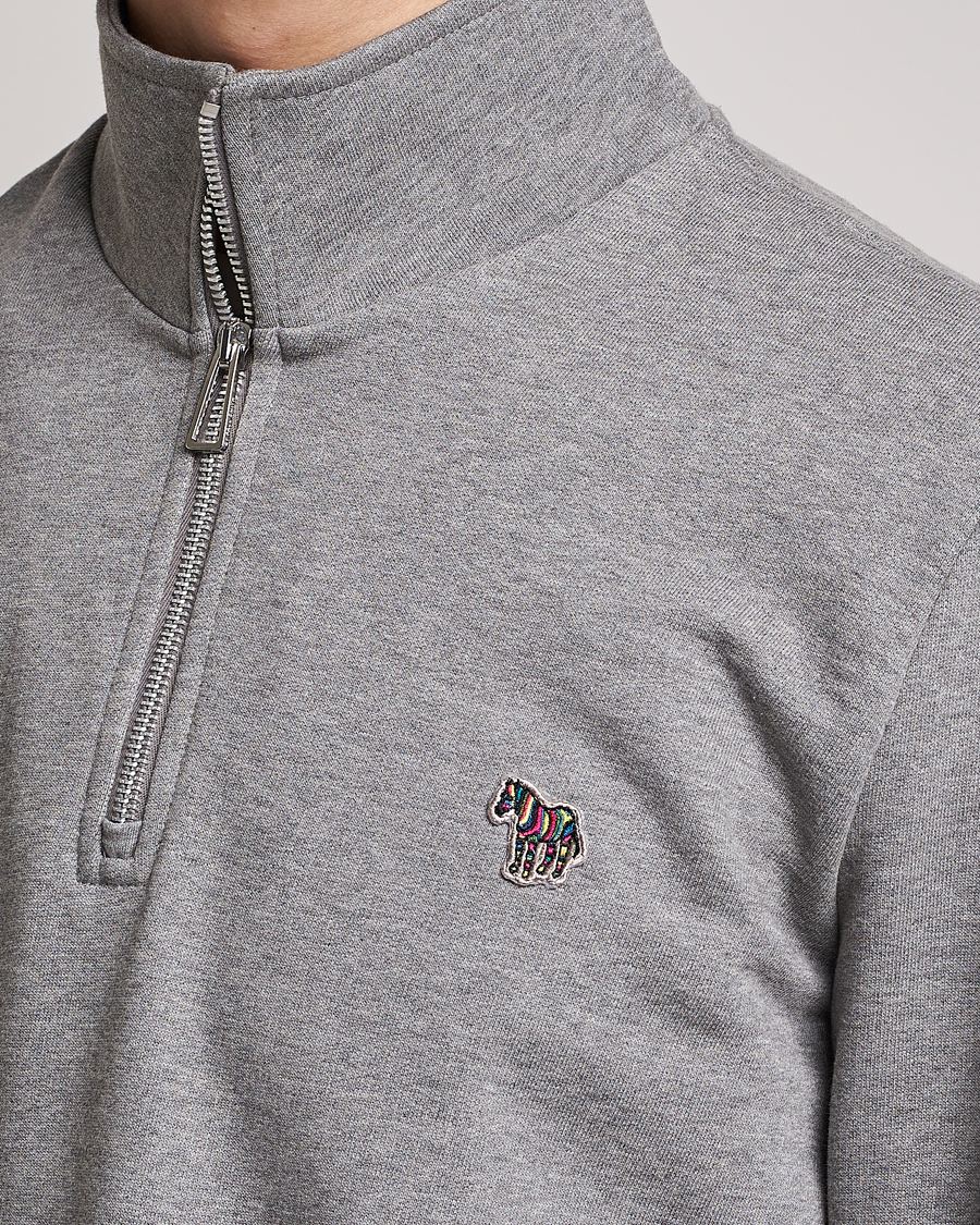 Herre | Trøjer | PS Paul Smith | Organic Cotton Zebra Half Zip Grey Melange