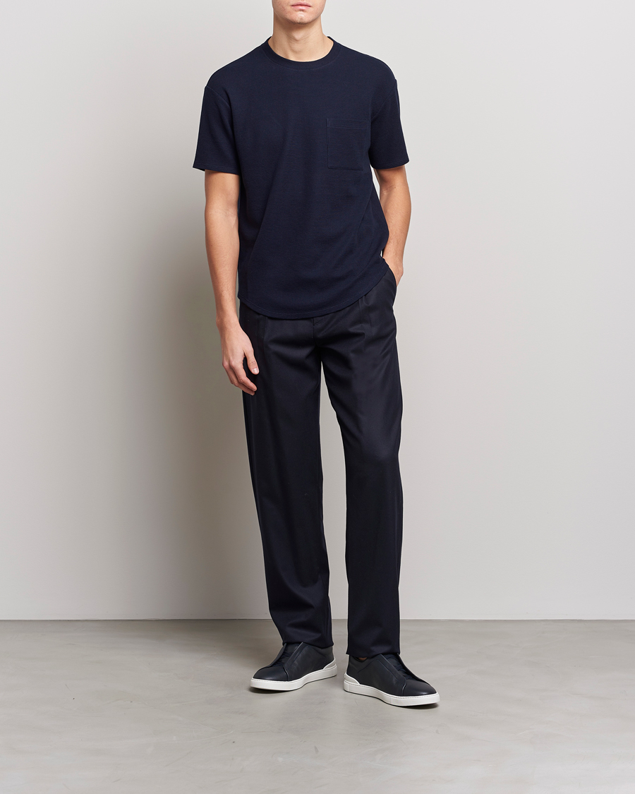 Herre | T-Shirts | Giorgio Armani | Cotton/Cashmere T-Shirt Navy
