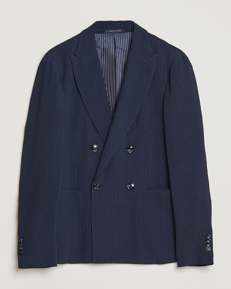 Herre | Blazere & jakker | Giorgio Armani | Double Breasted Seersucker Blazer Navy