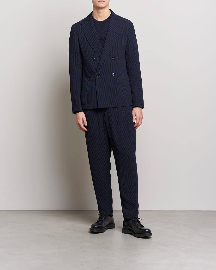 Herre | Blazere & jakker | Giorgio Armani | Double Breasted Seersucker Blazer Navy