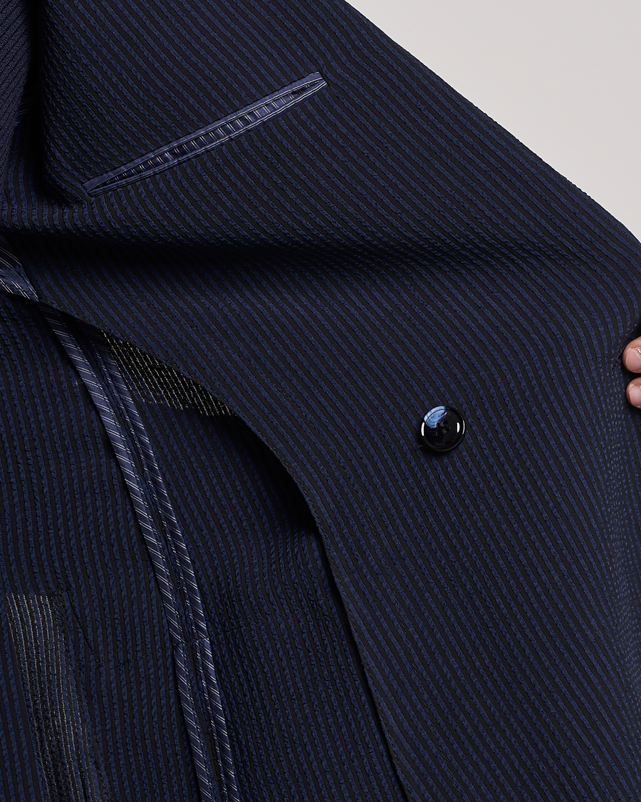 Herre | Blazere & jakker | Giorgio Armani | Double Breasted Seersucker Blazer Navy