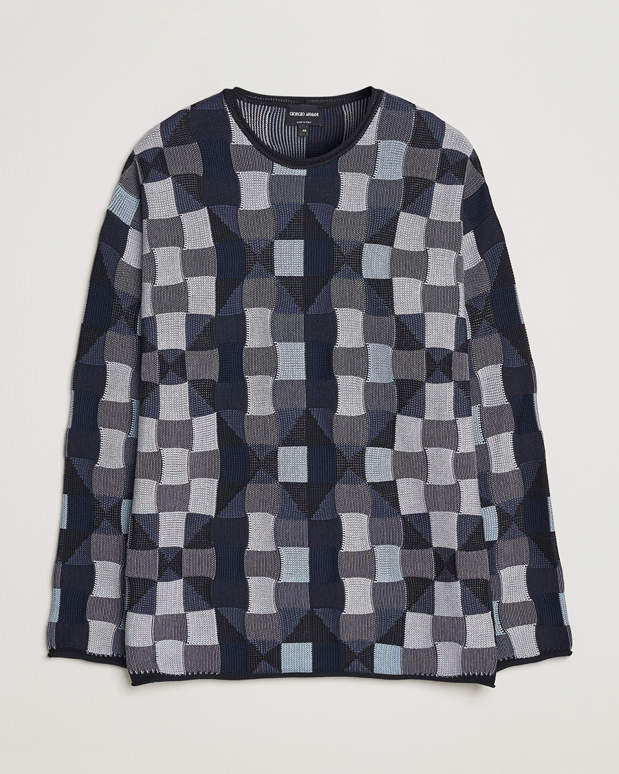 Herre | Trøjer | Giorgio Armani | Geometrical Patchwork Sweater Navy/White
