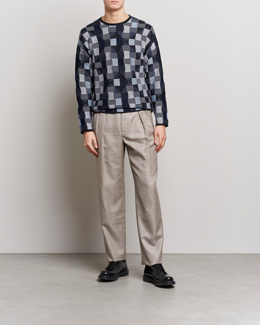 Herre | Trøjer | Giorgio Armani | Geometrical Patchwork Sweater Navy/White