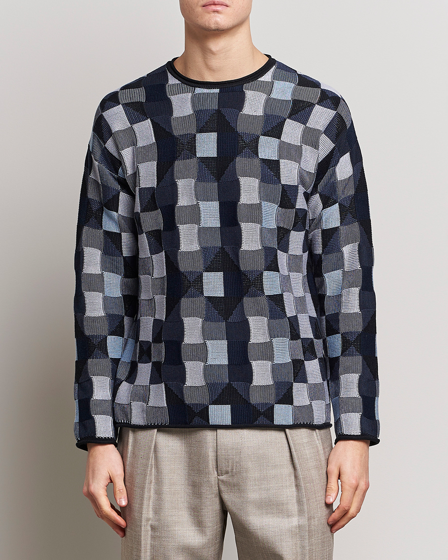 Herre | Trøjer | Giorgio Armani | Geometrical Patchwork Sweater Navy/White